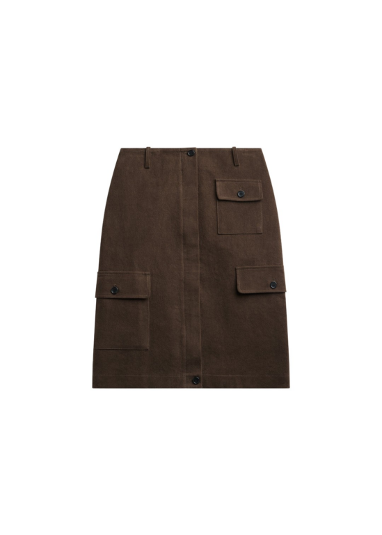 The Frankie Shop Mayenne Cargo Skirt - Brown - Oversized Minimalist Skirts in Brown - Shop at Luxury Shoes 