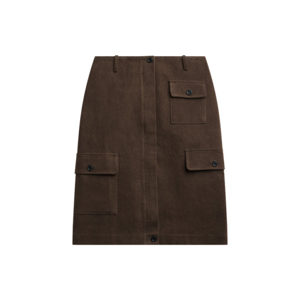 The Frankie Shop Mayenne Cargo Skirt - Brown - Oversized Minimalist Skirts in Brown - Shop at Luxury Shoes 