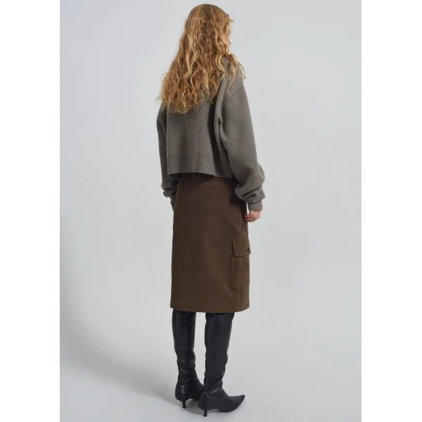 The Frankie Shop Mayenne Cargo Skirt - Brown - Oversized Minimalist Skirts in Brown - Shop at Luxury Shoes 