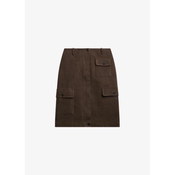 The Frankie Shop Mayenne Cargo Skirt - Brown - Oversized Minimalist Skirts in Brown - Shop at Luxury Shoes 