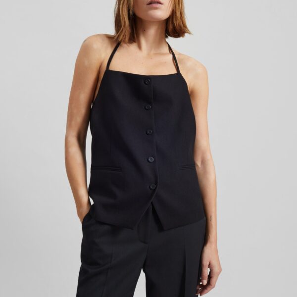 The Frankie Shop Melwin Halter Vest – Black, view 6