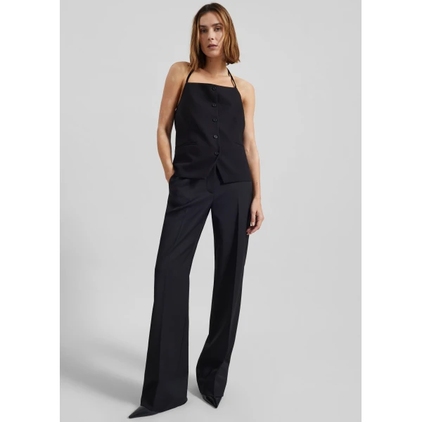 The Frankie Shop Melwin Halter Vest - Black - Oversized Minimalist Jackets in Black - Shop at Luxury Shoes 