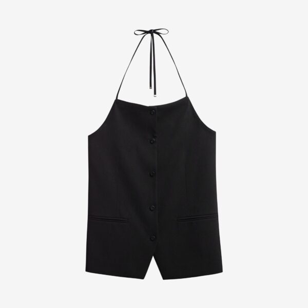 The Frankie Shop Melwin Halter Vest – Black, view 8