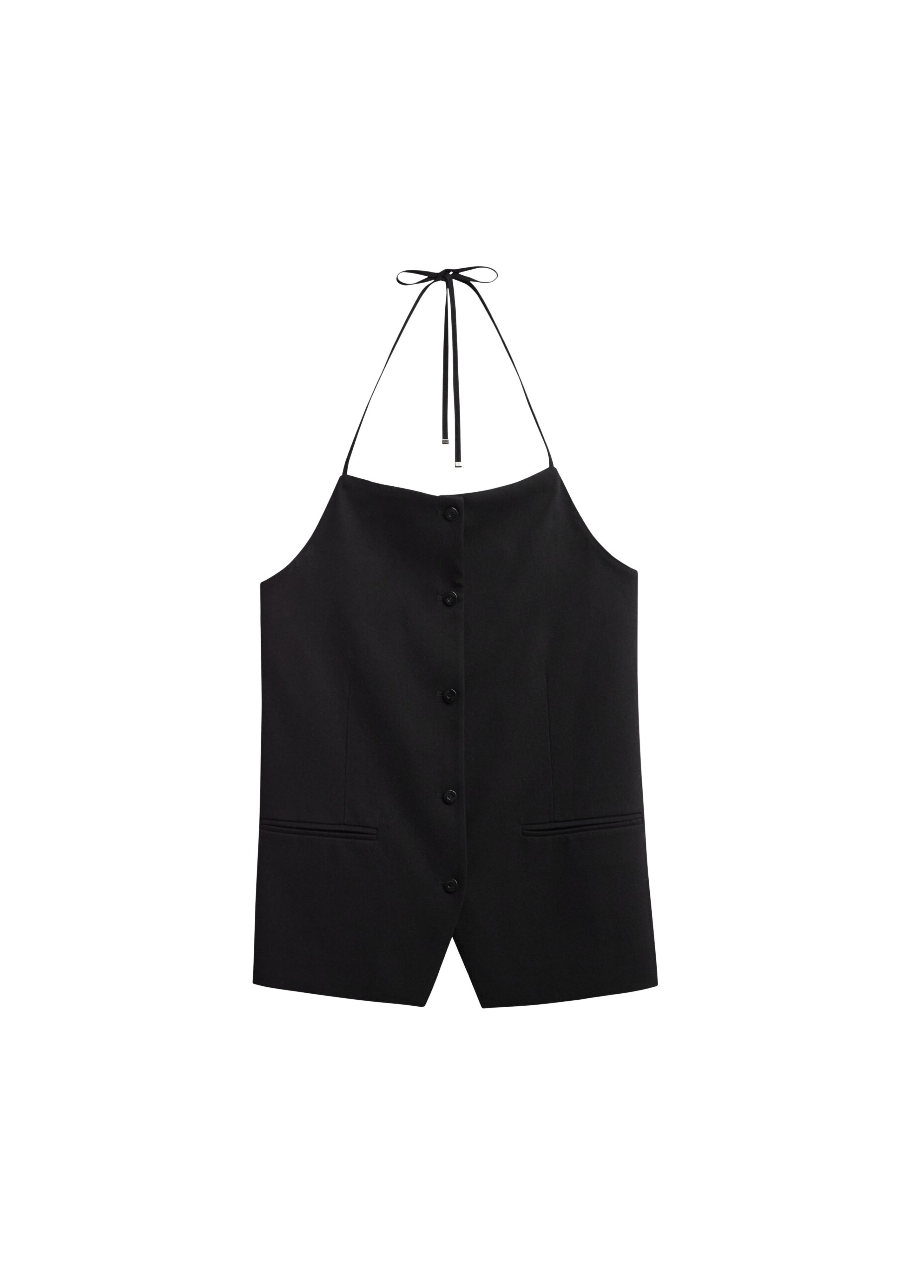 The Frankie Shop Melwin Halter Vest - Black - Oversized Minimalist Jackets in Black - Shop at Luxury Shoes 