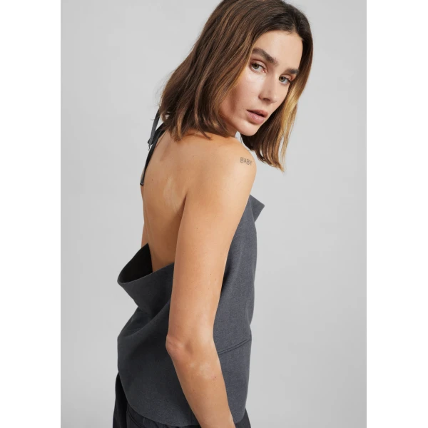 The Frankie Shop Melwin Halter Vest - Grey - Oversized Minimalist Jackets in Grey - Shop at Luxury Shoes 
