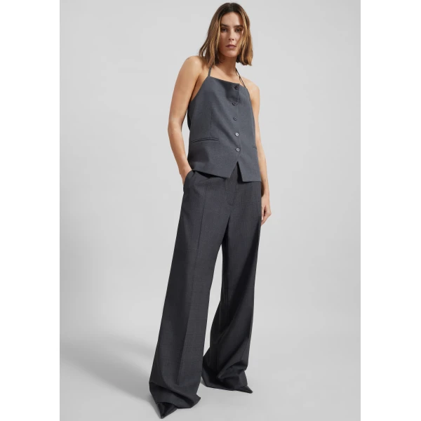 The Frankie Shop Melwin Halter Vest - Grey - Oversized Minimalist Jackets in Grey - Shop at Luxury Shoes 