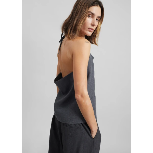 The Frankie Shop Melwin Halter Vest - Grey - Oversized Minimalist Jackets in Grey - Shop at Luxury Shoes 