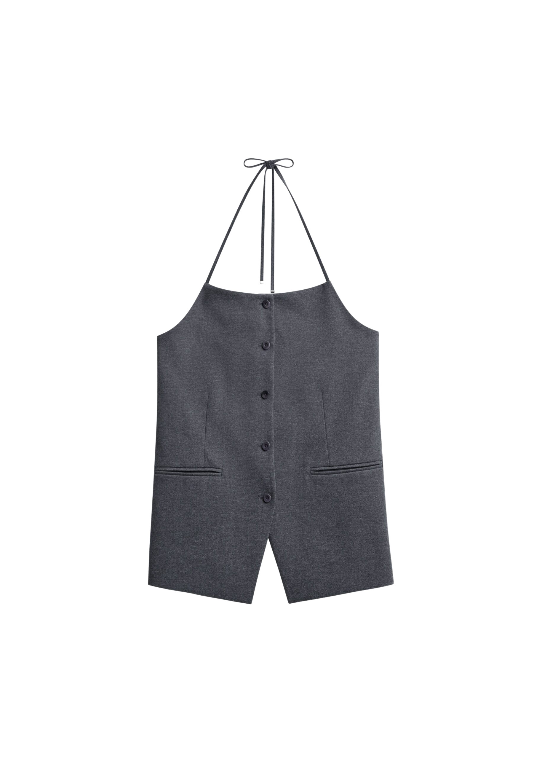 The Frankie Shop Melwin Halter Vest - Grey - Oversized Minimalist Jackets in Grey - Shop at Luxury Shoes 