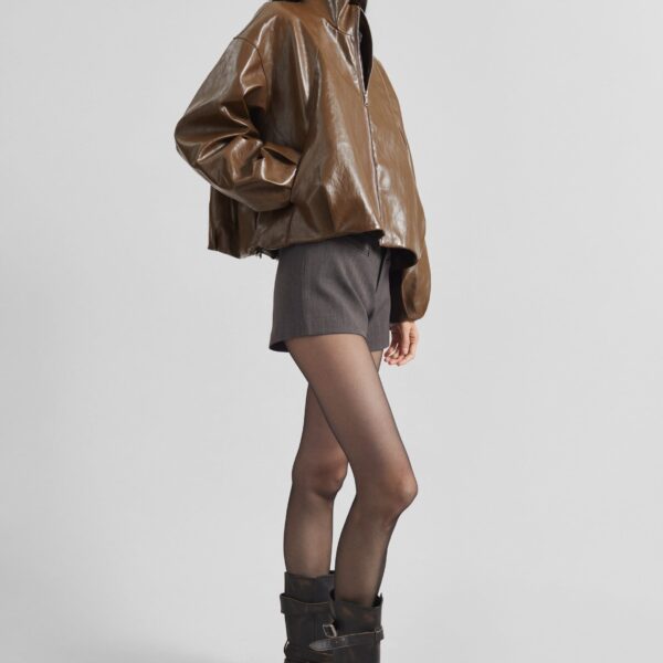 The Frankie Shop Milford Faux Leather Balloon Jacket – Brown, view 7
