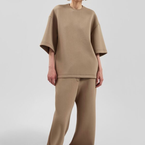 The Frankie Shop Mirca Neoprene Elastic Pants – Camel, view 2