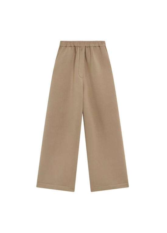 The Frankie Shop Mirca Neoprene Elastic Pants - Camel - Oversized Minimalist Pants in Brown - Shop at Luxury Shoes 