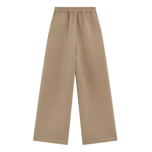 The Frankie Shop Mirca Neoprene Elastic Pants - Camel - Oversized Minimalist Pants in Brown - Shop at Luxury Shoes 