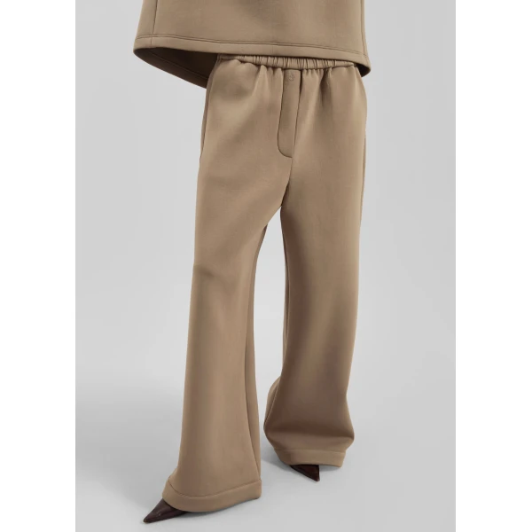 The Frankie Shop Mirca Neoprene Elastic Pants - Camel - Oversized Minimalist Pants in Brown - Shop at Luxury Shoes 