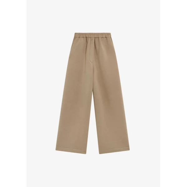 The Frankie Shop Mirca Neoprene Elastic Pants - Camel - Oversized Minimalist Pants in Brown - Shop at Luxury Shoes 
