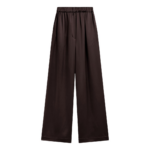 The Frankie Shop Mirca Satin Elastic Pants - Brown - Oversized Minimalist Pants in Brown - Shop at Luxury Shoes 