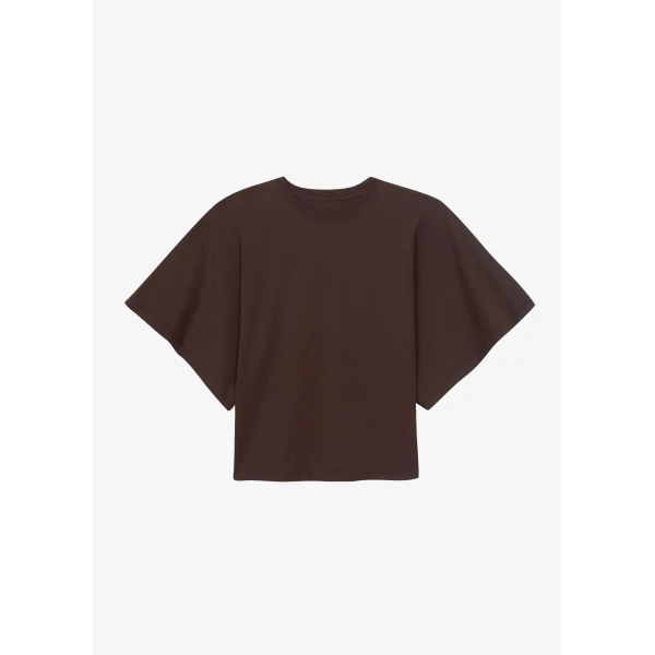 The Frankie Shop Modave Dolman Sleeve Tee - Brown - Oversized Minimalist Tops in Brown - Shop at Luxury Shoes 