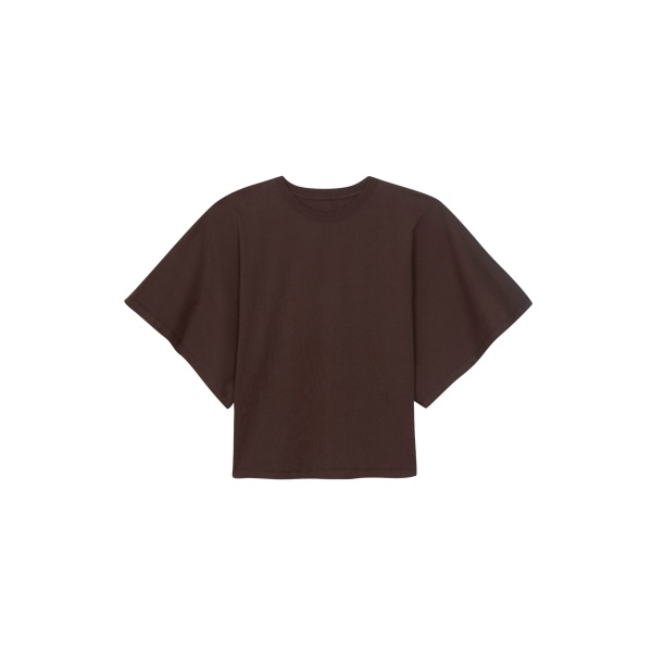 The Frankie Shop Modave Dolman Sleeve Tee - Brown - Oversized Minimalist Tops in Brown - Shop at Luxury Shoes 