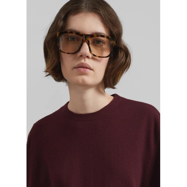 The Frankie Shop Morang Merino Wool Sweater - Burgundy - Oversized Minimalist Knitwear in Red - Shop at Luxury Shoes 