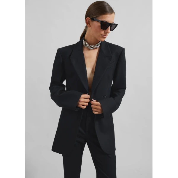 The Frankie Shop Morrison Crossover Blazer - Black - Oversized Minimalist Jackets in Black - Shop at Luxury Shoes 