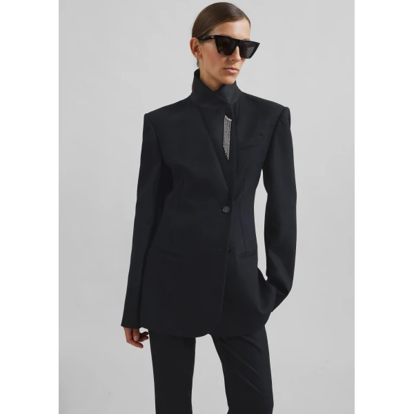The Frankie Shop Morrison Crossover Blazer - Black - Oversized Minimalist Jackets in Black - Shop at Luxury Shoes 