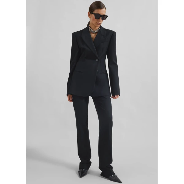 The Frankie Shop Morrison Crossover Blazer - Black - Oversized Minimalist Jackets in Black - Shop at Luxury Shoes 