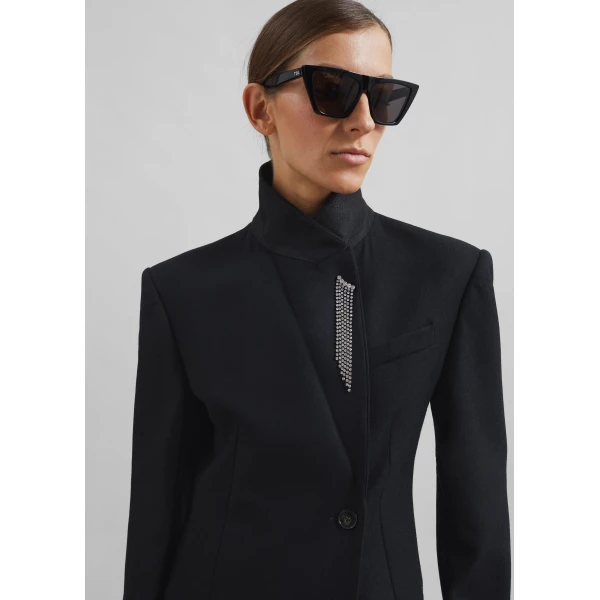 The Frankie Shop Morrison Crossover Blazer - Black - Oversized Minimalist Jackets in Black - Shop at Luxury Shoes 