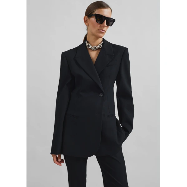 The Frankie Shop Morrison Crossover Blazer - Black - Oversized Minimalist Jackets in Black - Shop at Luxury Shoes 