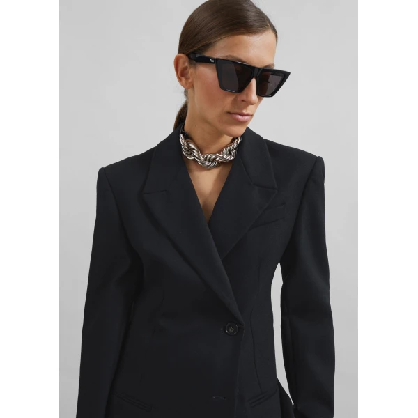 The Frankie Shop Morrison Crossover Blazer - Black - Oversized Minimalist Jackets in Black - Shop at Luxury Shoes 