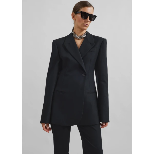 The Frankie Shop Morrison Crossover Blazer - Black - Oversized Minimalist Jackets in Black - Shop at Luxury Shoes 