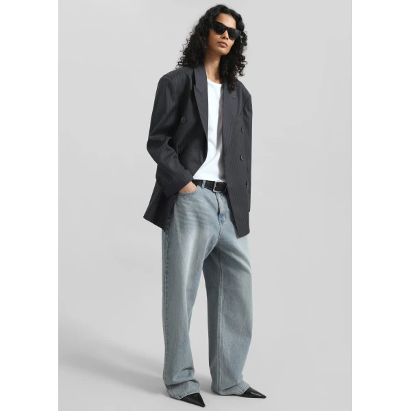 The Frankie Shop Morston Jeans - Light Wash - Oversized Minimalist Pants in Blue - Shop at Luxury Shoes 