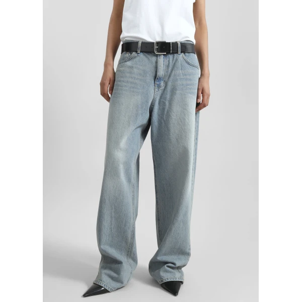 The Frankie Shop Morston Jeans - Light Wash - Oversized Minimalist Pants in Blue - Shop at Luxury Shoes 