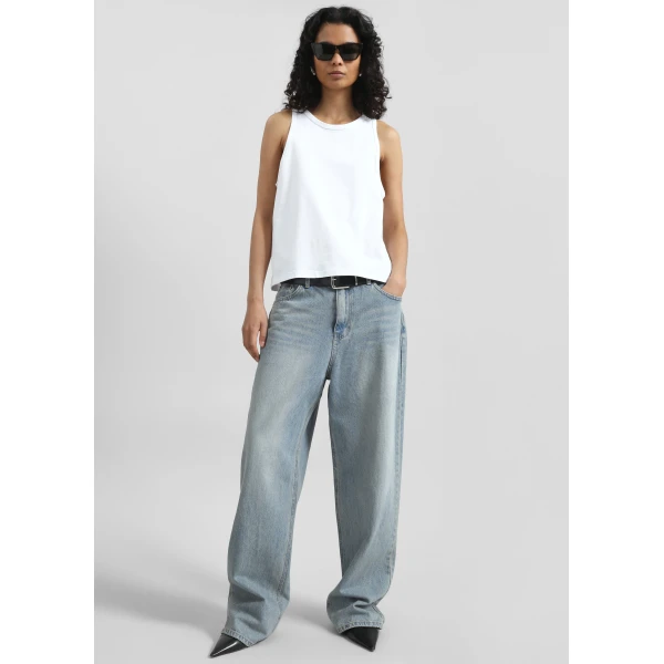 The Frankie Shop Morston Jeans - Light Wash - Oversized Minimalist Pants in Blue - Shop at Luxury Shoes 