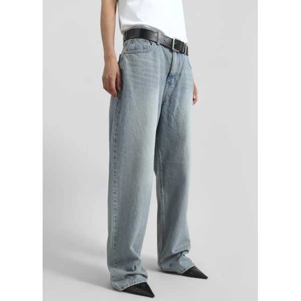 The Frankie Shop Morston Jeans - Light Wash - Oversized Minimalist Pants in Blue - Shop at Luxury Shoes 