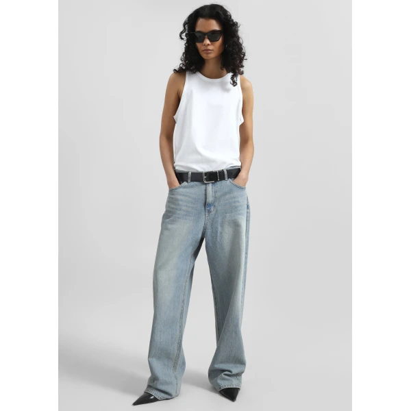 The Frankie Shop Morston Jeans - Light Wash - Oversized Minimalist Pants in Blue - Shop at Luxury Shoes 