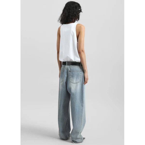 The Frankie Shop Morston Jeans - Light Wash - Oversized Minimalist Pants in Blue - Shop at Luxury Shoes 