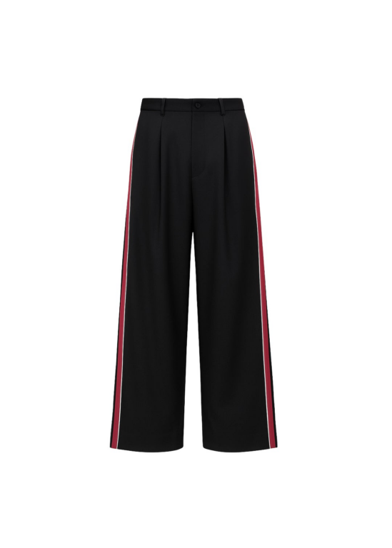 The Frankie Shop Nairn Contrast Stripe Pants - Black - Oversized Minimalist Pants in Black - Shop at Luxury Shoes 