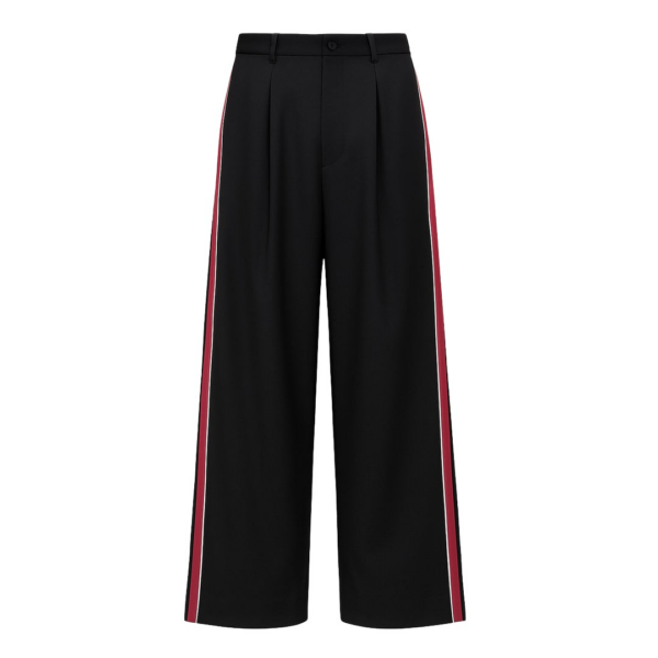 The Frankie Shop Nairn Contrast Stripe Pants - Black - Oversized Minimalist Pants in Black - Shop at Luxury Shoes 