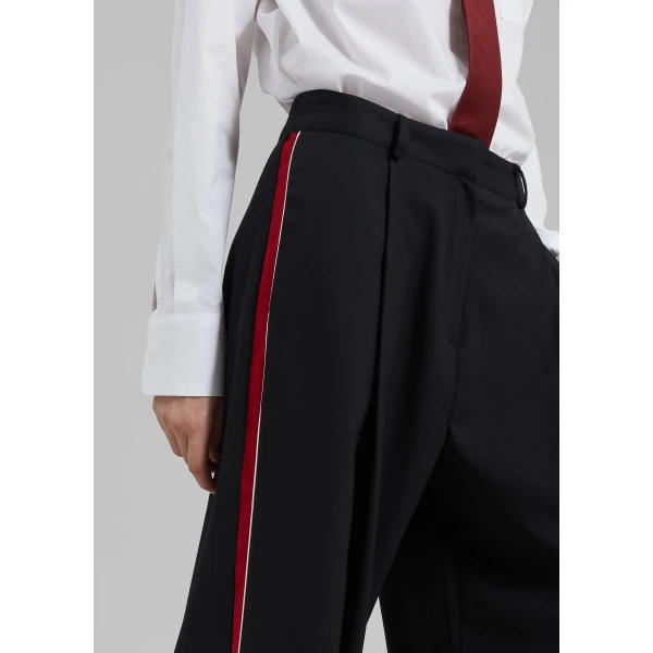 The Frankie Shop Nairn Contrast Stripe Pants - Black - Oversized Minimalist Pants in Black - Shop at Luxury Shoes 