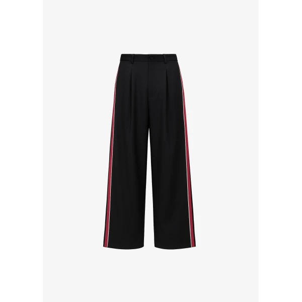 The Frankie Shop Nairn Contrast Stripe Pants - Black - Oversized Minimalist Pants in Black - Shop at Luxury Shoes 