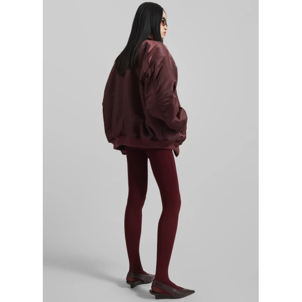The Frankie Shop Nalden Padded Bomber Jacket - Burgundy - Oversized Minimalist Jackets in Red - Shop at Luxury Shoes 