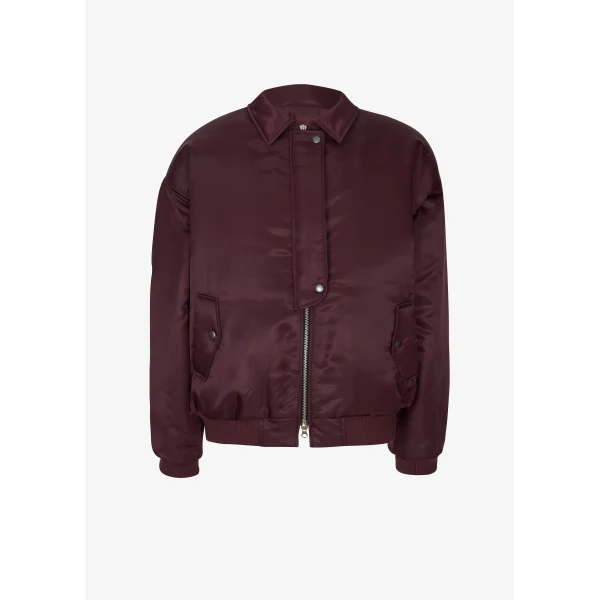 The Frankie Shop Nalden Padded Bomber Jacket - Burgundy - Oversized Minimalist Jackets in Red - Shop at Luxury Shoes 