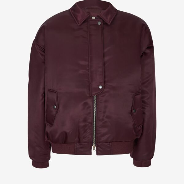 The Frankie Shop Nalden Padded Bomber Jacket – Burgundy, view 9