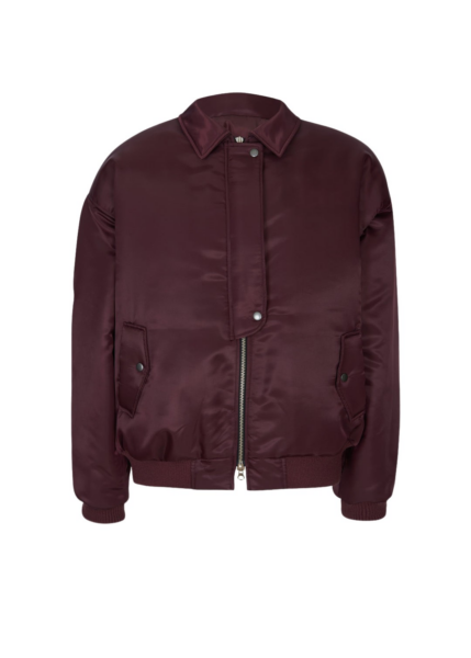 The Frankie Shop Nalden Padded Bomber Jacket - Burgundy - Oversized Minimalist Jackets in Red - Shop at Luxury Shoes 