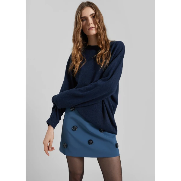 The Frankie Shop Nancy Embellished Mini Skirt - Blue - Oversized Minimalist Skirts in Blue - Shop at Luxury Shoes 