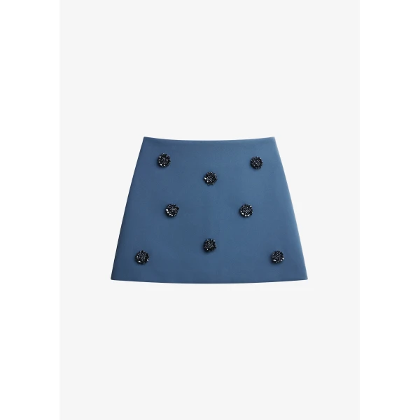 The Frankie Shop Nancy Embellished Mini Skirt - Blue - Oversized Minimalist Skirts in Blue - Shop at Luxury Shoes 