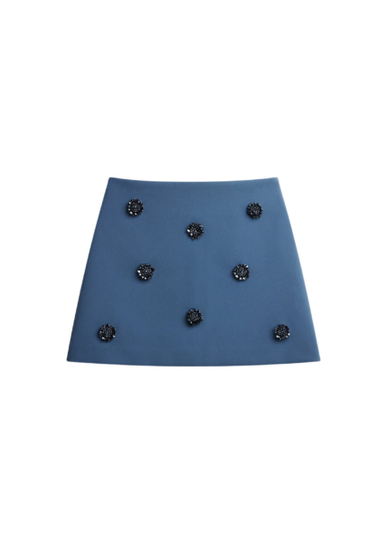 The Frankie Shop Nancy Embellished Mini Skirt - Blue - Oversized Minimalist Skirts in Blue - Shop at Luxury Shoes 