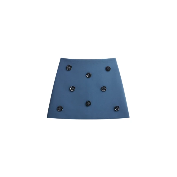 The Frankie Shop Nancy Embellished Mini Skirt - Blue - Oversized Minimalist Skirts in Blue - Shop at Luxury Shoes 
