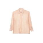 The Frankie Shop Nel Sheer Button Up Shirt - Pink - Oversized Minimalist Tops in Pink - Shop at Luxury Shoes 