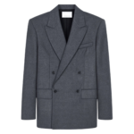 The Frankie Shop Newark Flannel Double Breasted Blazer - Grey Melange - Oversized Minimalist Jackets in Grey - Shop at Luxury Shoes 
