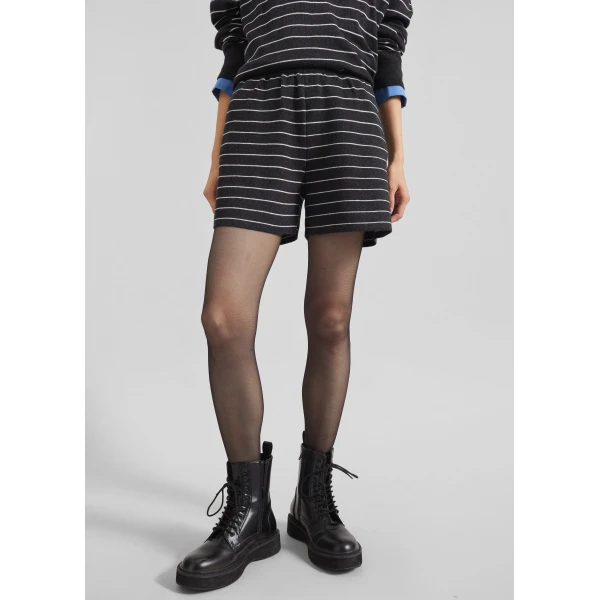The Frankie Shop Nolma Knit Shorts - Grey/White Stripe - Oversized Minimalist Shorts in Grey - Shop at Luxury Shoes 
